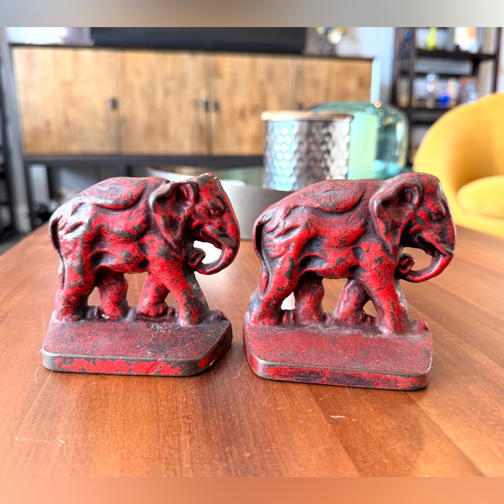 Vintage Red Elephant Iron Figurines